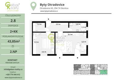 Nový byt 2+kk v projektu Byty Otradovice u Brandýsa nad L. vč. sklepa a parkovacího stání v ceně