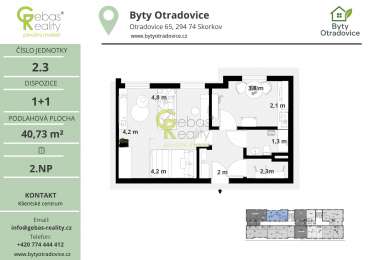 Nový byt 1+1 v projektu Byty Otradovice u Brandýsa nad L. vč. sklepa a parkovacího stání v ceně