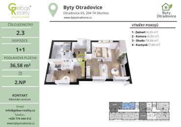 Nový byt 1+1 v projektu Byty Otradovice u Brandýsa nad L. vč. sklepa a parkovacího stání v ceně