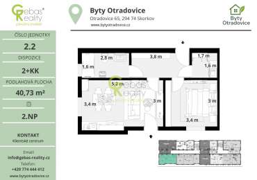 Nový byt 2+kk v projektu Byty Otradovice u Brandýsa nad L. vč. sklepa a parkovacího stání v ceně