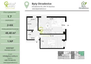 Nový byt 2+kk v projektu Byty Otradovice u Brandýsa nad L. vč. sklepa a parkovacího stání v ceně