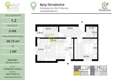 Nový byt 2+kk v projektu Byty Otradovice u Brandýsa nad L. vč. sklepa a parkovacího stání v ceně