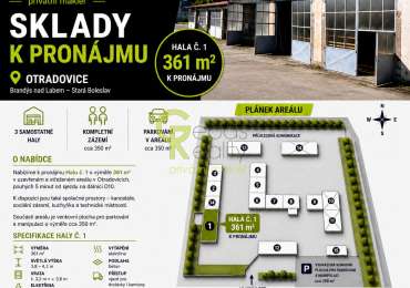 Pronájem tří výrobních a skladových hal s kancelářemi a parkováním-Brandýs nad Labem-Stará Boleslav