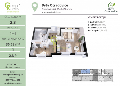 Prodej bytu, 1+1, 38 m²