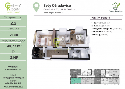 Prodej bytu, 2+kk, 40 m²