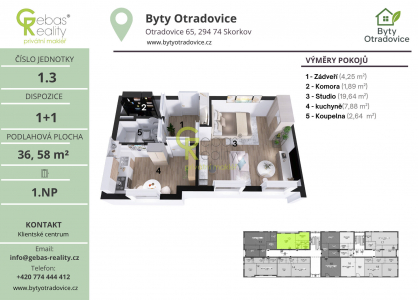 Prodej bytu, 1+1, 36 m²